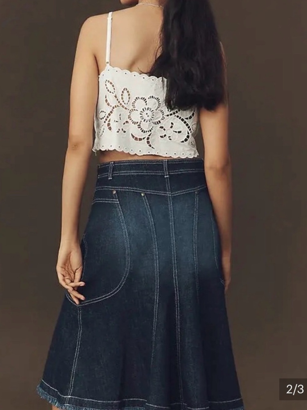 Anthropologie pilcro fluted denim midi skirt Coastal Cowgirl western winter - Picture 2 of 9